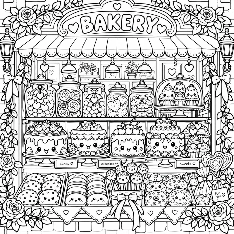 Cute Sweet Shop Window coloring page