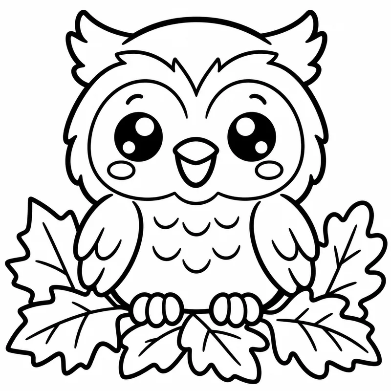 Cute Owl on a Branch coloring page
