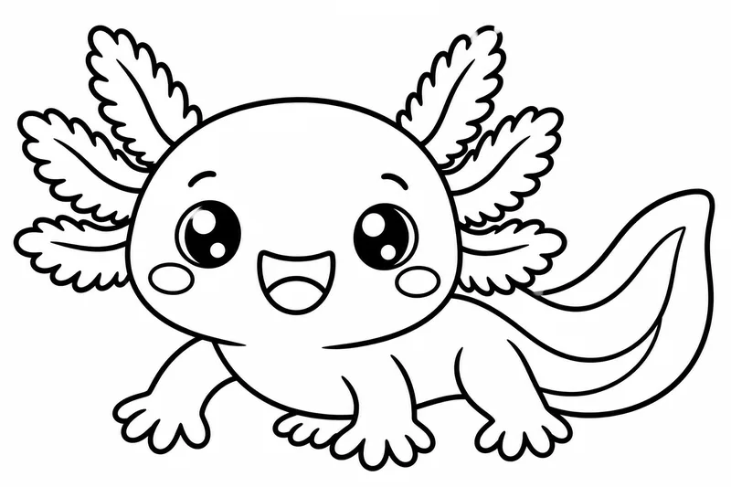 Cute Axolotl coloring page