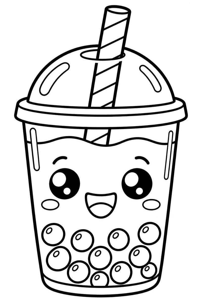 Cute Boba Tea Cup coloring page