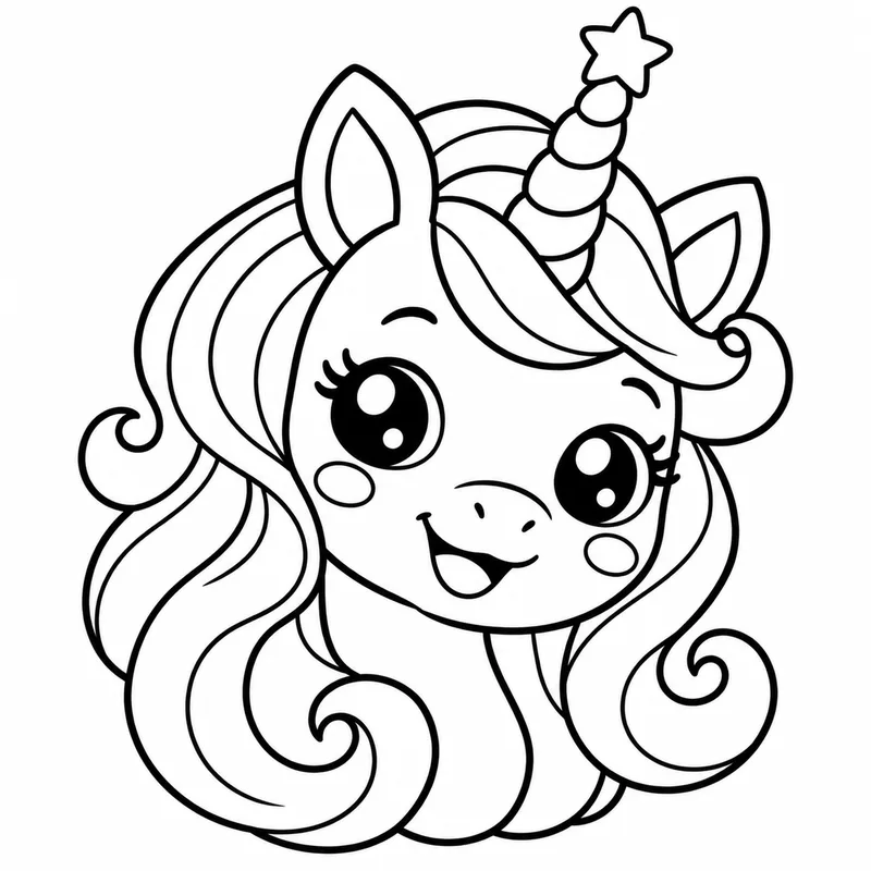 Cute Unicorn Head coloring page