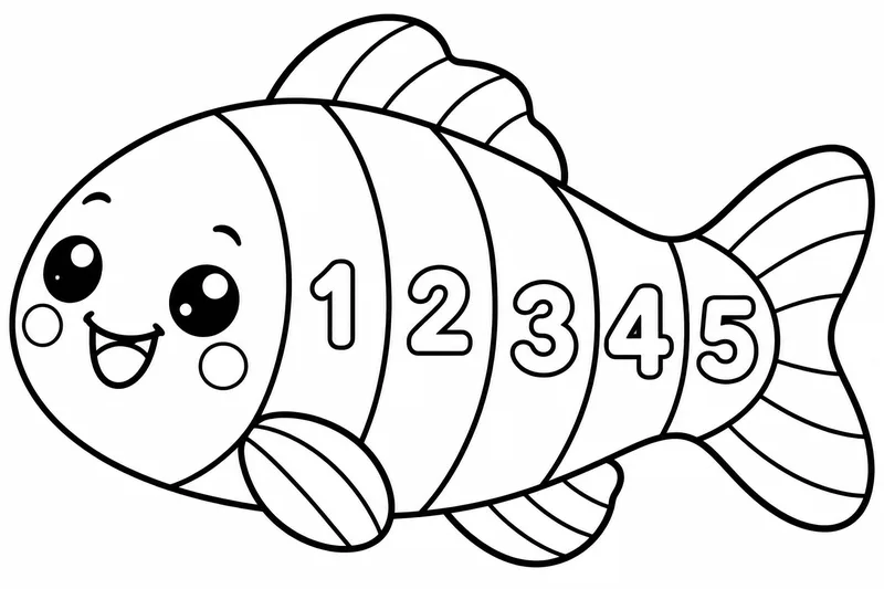 Cute Color by Number Fish coloring page
