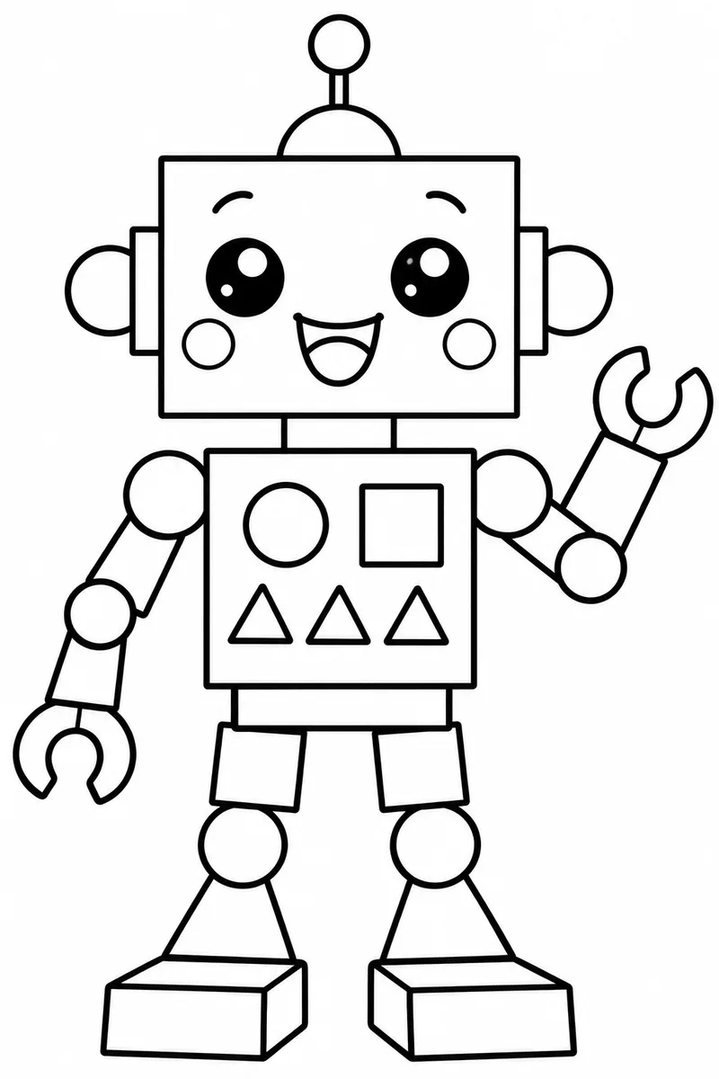 Cute Shapes Robot coloring page