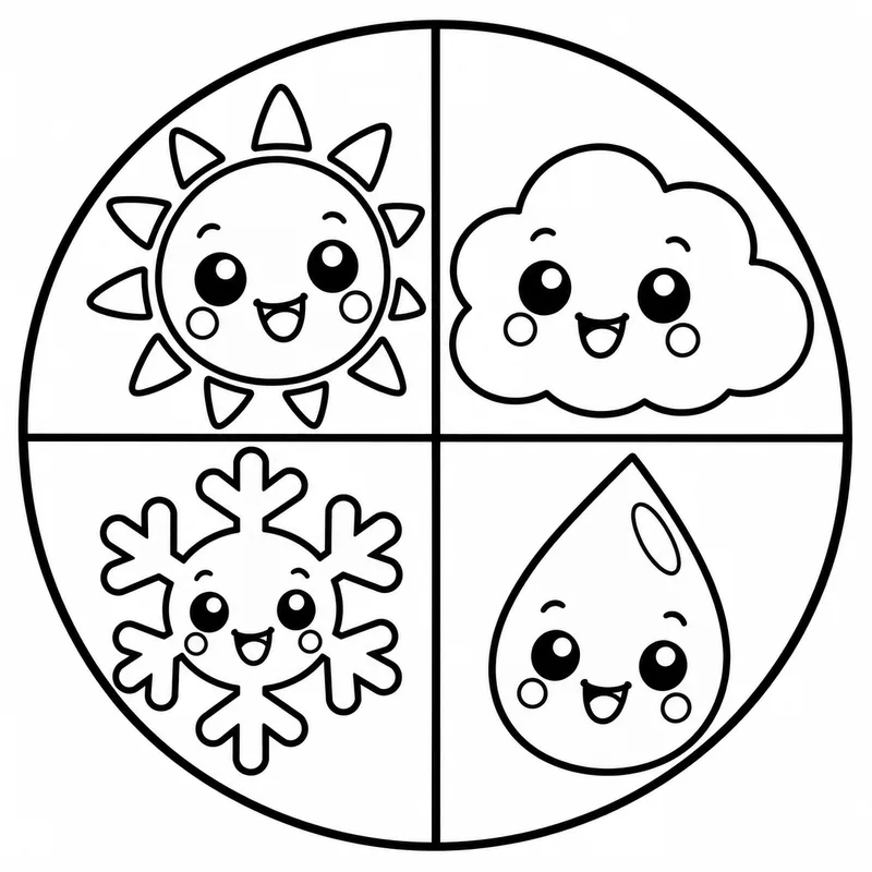 Cute Weather Wheel coloring page