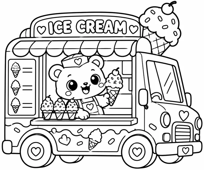 Cute Ice Cream Truck coloring page