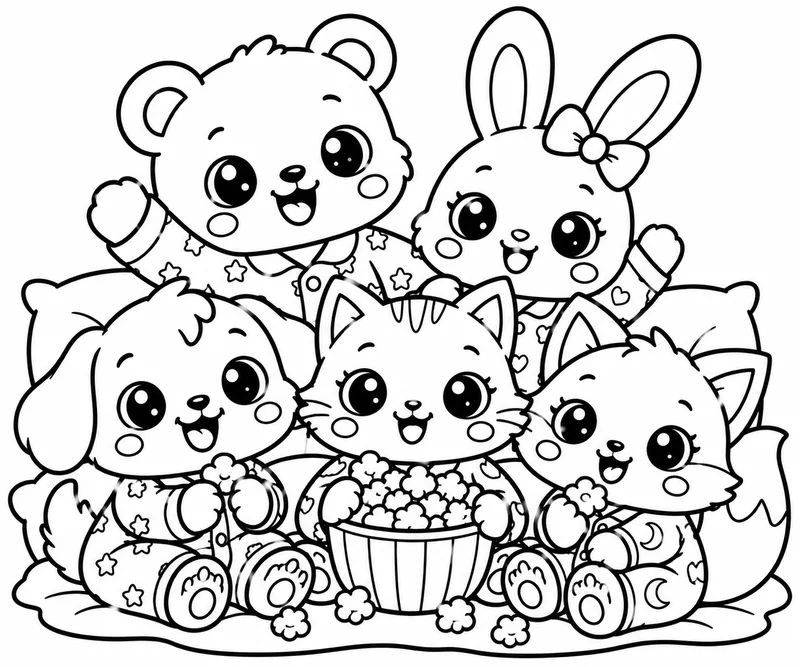 Cute Movie Night coloring page