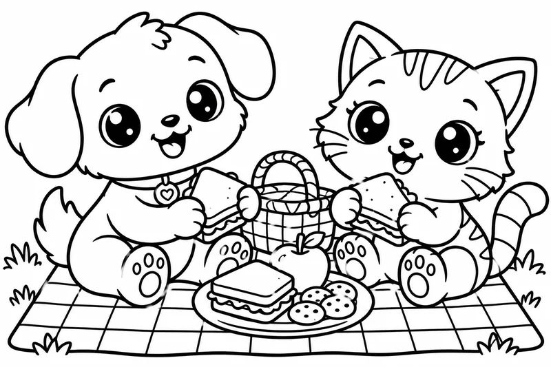 Cute Picnic Day coloring page