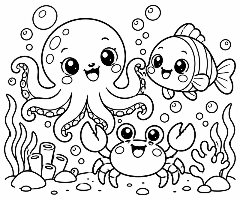 Cute Under the Sea coloring page