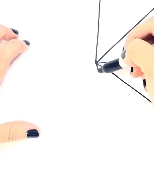Spider web drawing step 1: draw a cross