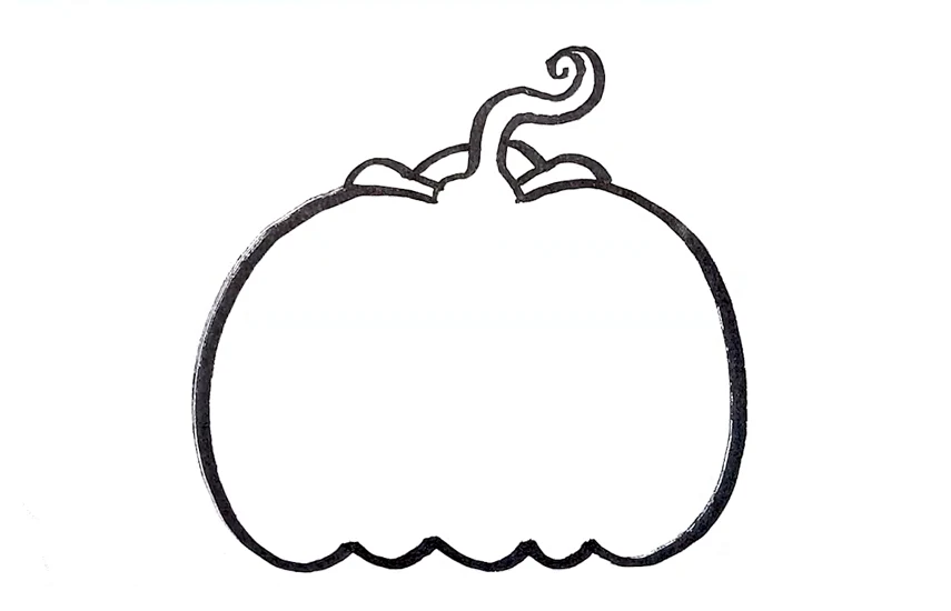 Pumpkin drawing step 2: adding the round sides