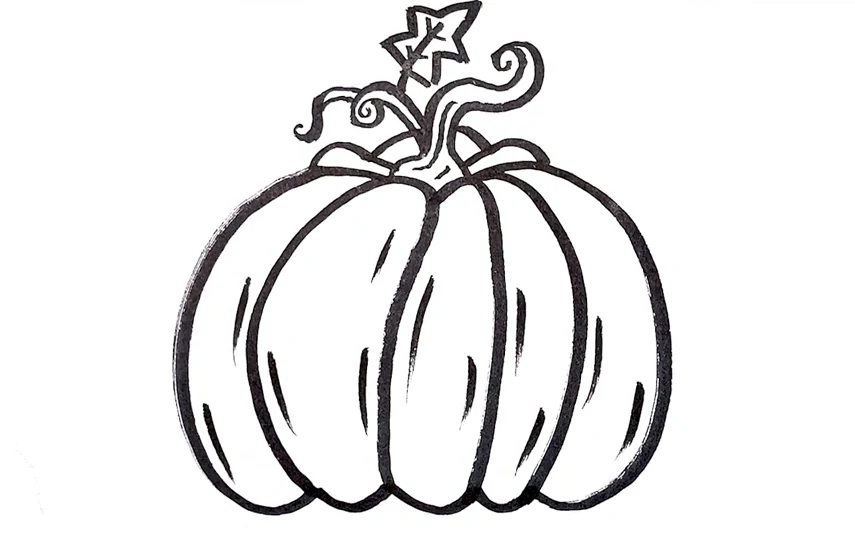 Pumpkin drawing step 6: the finished easy pumpkin