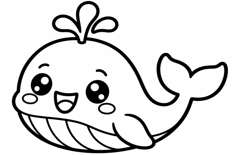 Cute Friendly Whale coloring page