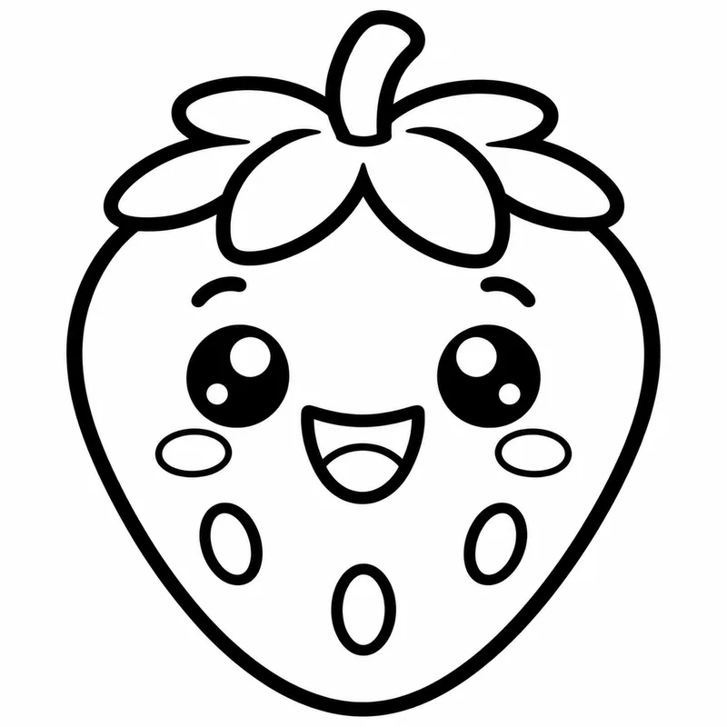 Cute Happy Strawberry coloring page