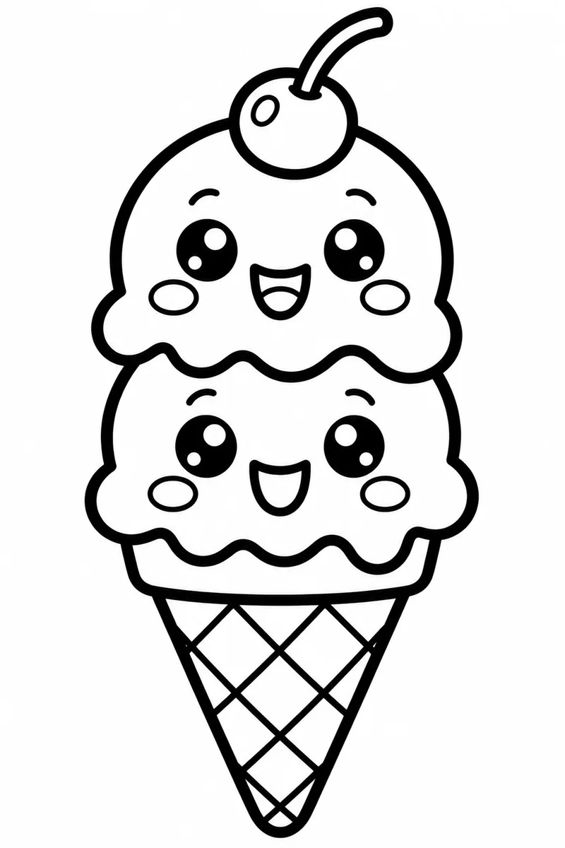 Cute Ice Cream Cone coloring page