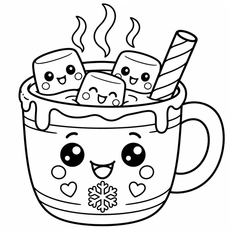 Cute Hot Cocoa Mug coloring page